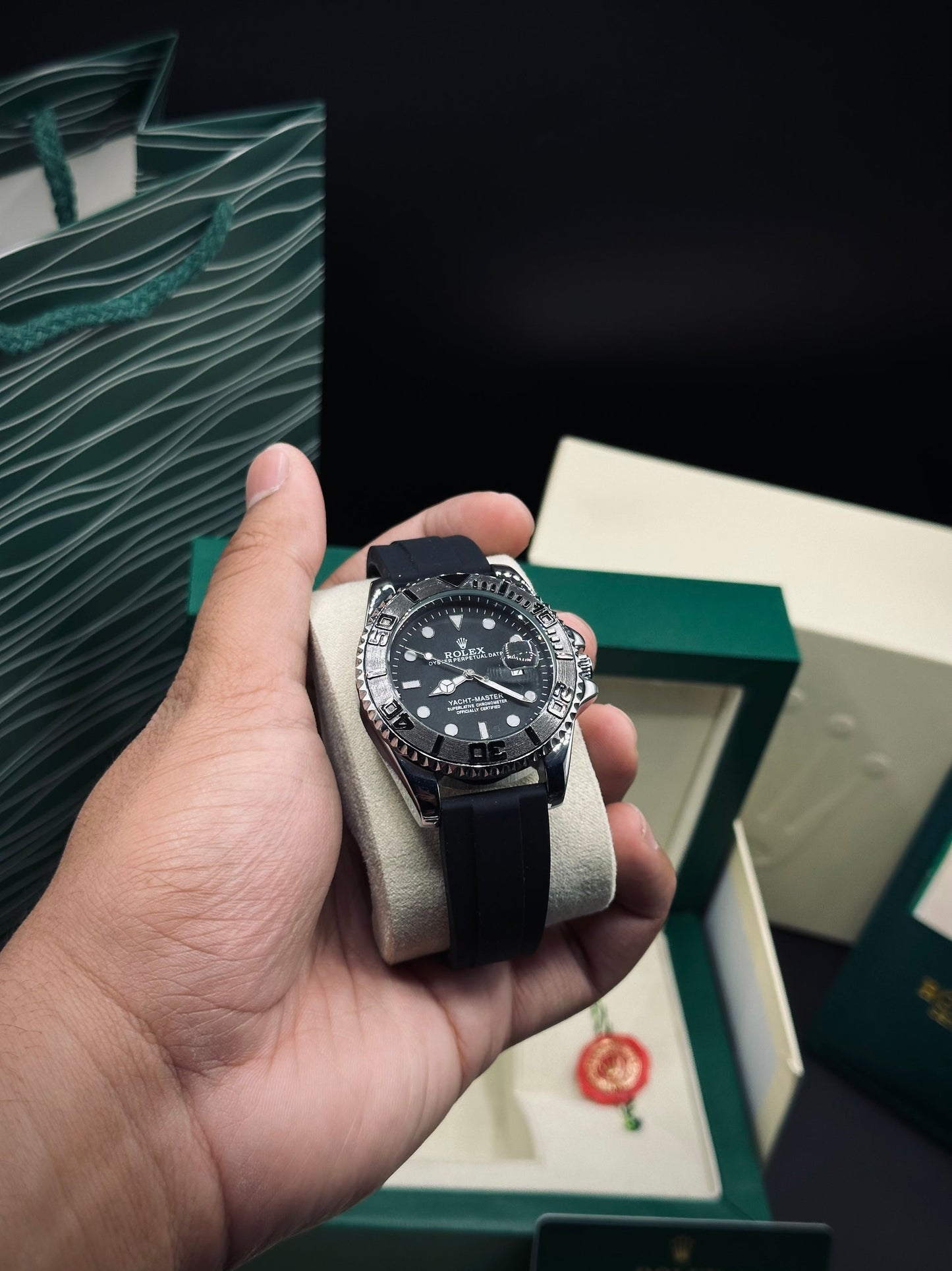 Rolex Yatch Master With Rolling Dial - Silicon Straps